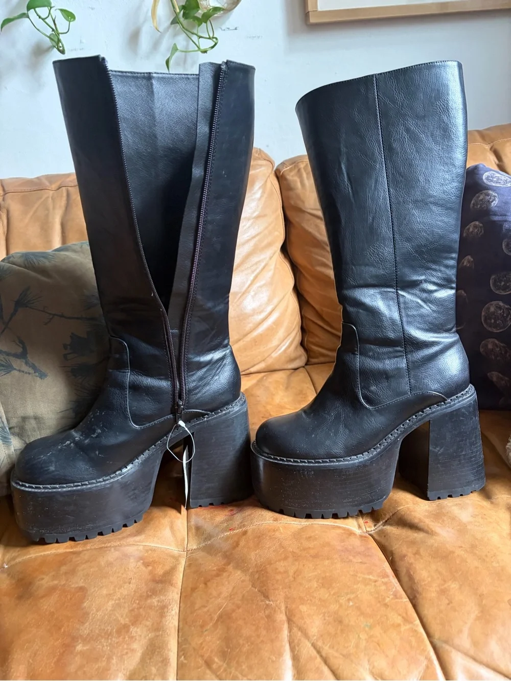 dELiA*s Black Platform Knee-High Boots with Chunky Heel